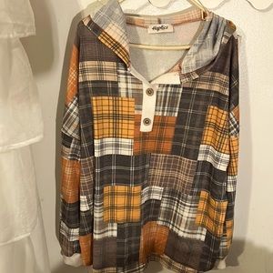 Hooded plaid shirt